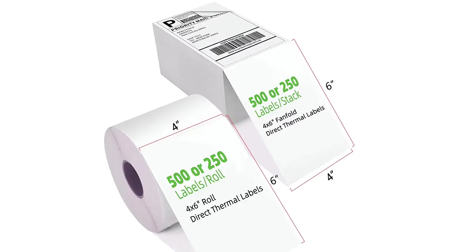 Custom 100mmx150mm 4×6 Shipping Barcode Thermal Labels Roll